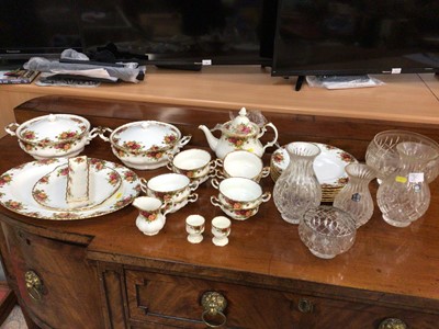 Lot 599 - Quantity of Royal Albert Old Country Roses china, together with Stuart Crystal vases