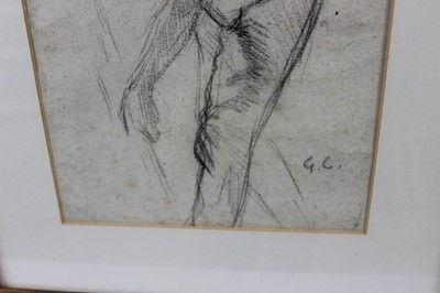Lot 123 - George Clausen (1852-1944)  pencil sketch, farm labourer, initialled, in glazed frame