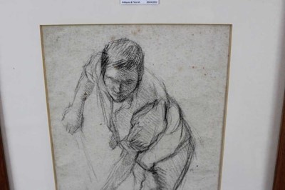 Lot 158 - George Clausen (1852-1944)  pencil sketch, farm labourer, initialled, in glazed frame