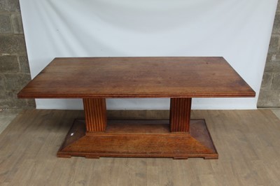 Lot 1443 - Suite of 1930s oak furniture in the manner of Heals, including refectory style table and sideboard