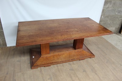 Lot 1443 - Suite of 1930s oak furniture in the manner of Heals, including refectory style table and sideboard