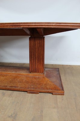 Lot 1443 - Suite of 1930s oak furniture in the manner of Heals, including refectory style table and sideboard