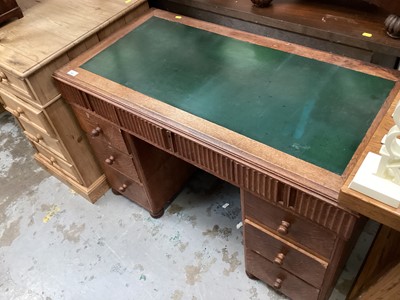 Lot 947 - 1930s oak desk with, lined