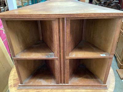 Lot 1031 - 1930s oak corner bookcase
