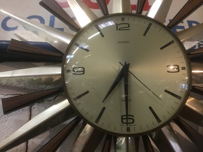 Lot 477 - Vintage starburst clock and a barometer