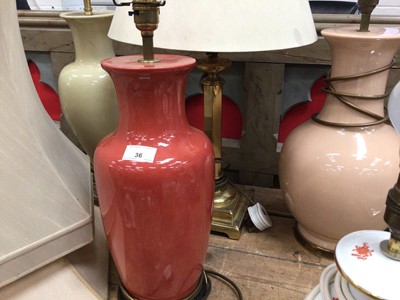 Lot 36 - Three good quality table lamps and a brass lamp