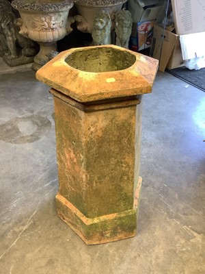 Lot 1028 - Vitorian terracotta chimney pot of hexagonal form