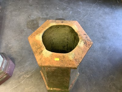 Lot 1028 - Vitorian terracotta chimney pot of hexagonal form