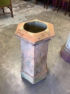 Lot 1028 - Vitorian terracotta chimney pot of hexagonal form