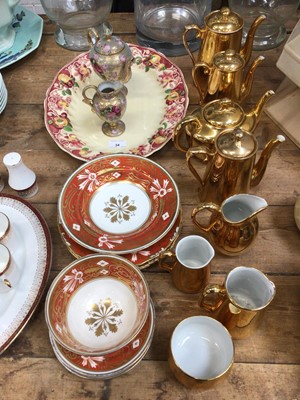 Lot 34 - Group of Royal Worcester gold lustre tea and coffee ware, Thomas Goode New Chelsea china and other decorative ceramics