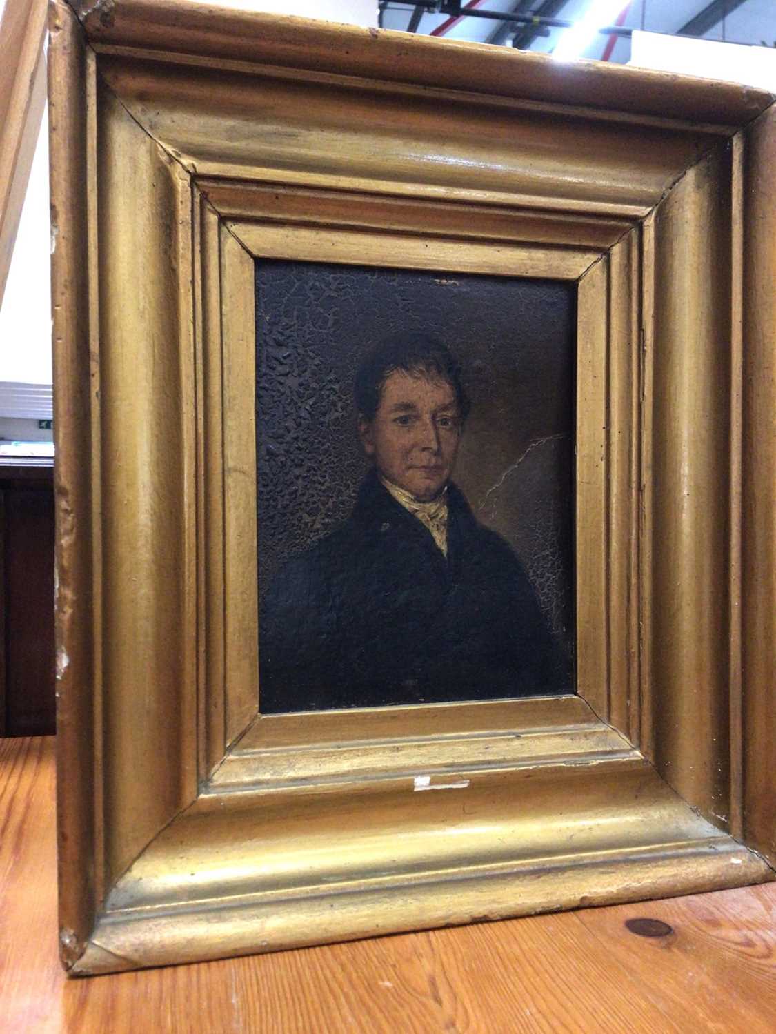 Lot 44 - Victorian English school oil on board - portrait of a gentleman, in gilt frame