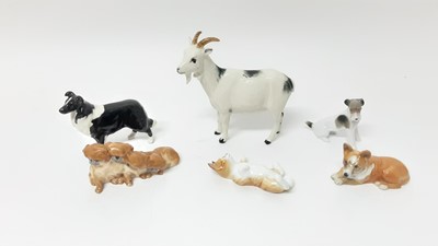 Lot 112 - Royal Doulton Nigerian Pygmy Goat, DA223, together with a Royal Worcester model of four dogs, and four other various animals (9)