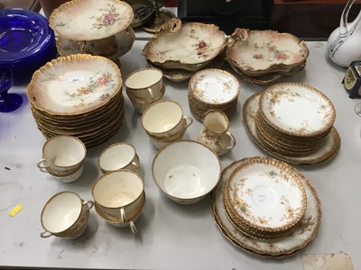 Lot 263 - Late 19 th century French Limoges dessert service with painted floral decoration -18 pieces and Royal Doulton teaware