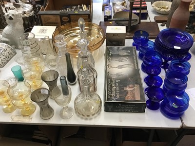 Lot 264 - Victorian cut glass decanter and others, blue glassware and sundry glassware