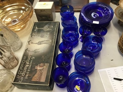 Lot 264 - Victorian cut glass decanter and others, blue glassware and sundry glassware