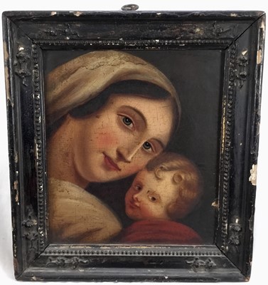 Lot 338 - Late 18th / early 19th century Continental oil on board of Mary and Jesus