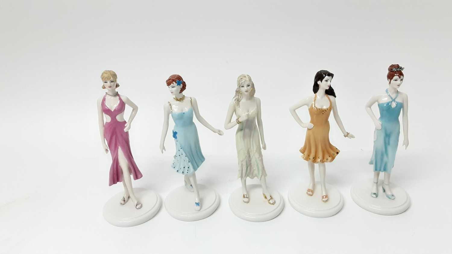 Lot 121 - Five Coalport Birthstone Collection figures - Garnet, Sapphire, Opal, Topaz and Turquoise