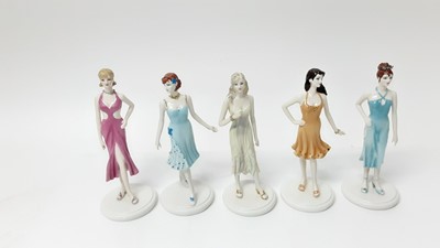 Lot 121 - Five Coalport Birthstone Collection figures - Garnet, Sapphire, Opal, Topaz and Turquoise