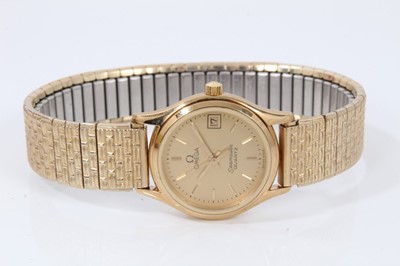 Lot 247 - 1980s ladies Omega Seamaster gold plated quartz wristwatch in original box