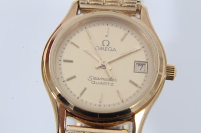 Lot 247 - 1980s ladies Omega Seamaster gold plated quartz wristwatch in original box