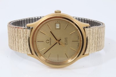 Lot 248 - 1980s gentleman's Omega De Ville gold plated quartz wristwatch in original box