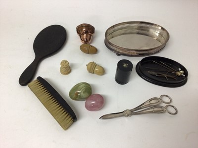 Lot 96 - 19th century ivory sewing accessory in the form of an acorn, other similar pieces two hardstone eggs and other items