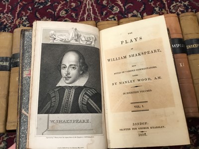 Lot 115 - Fourteen early 19th century leather bound volumes, The Play of William Shakespeare, 1806