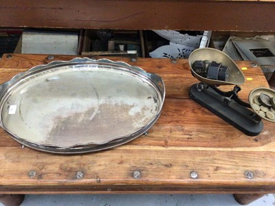 Lot 120 - Silver plated oval gallery tray with gadrooned border