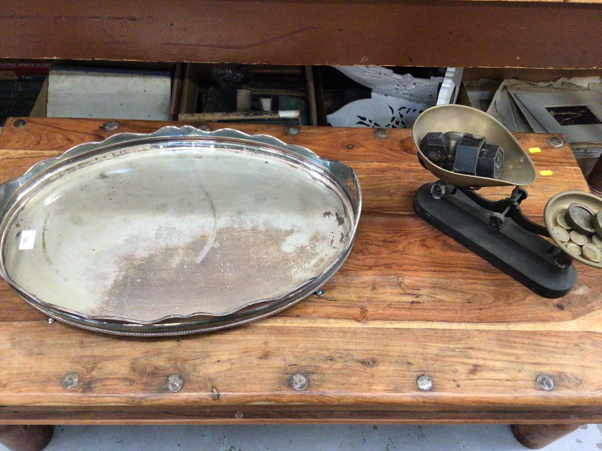 Lot 120 Silver plated oval gallery tray with