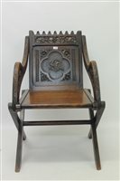 Lot 1468 - Late Victorian Carsved oak Glastonbury chair...