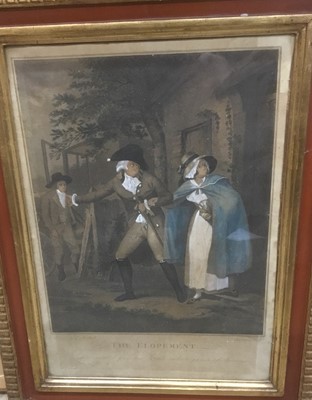 Lot 182 - Set of four hand tinted 19th century engravings after George Morland - The Elopement