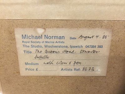 Lot 183 - Michael Norman watercolour - The Queens Head, Edwarton