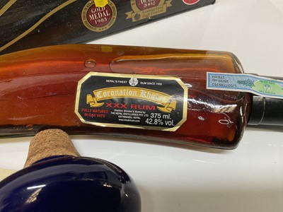 Lot 149 - Rum, two bottles, The Pusser’s Admiral Lord Nelson Ships Decanter, 1 litre and bottle of Khukri Coronation rum