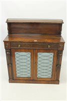 Lot 1471 - Regency rosewood chiffonier, the ledge back...