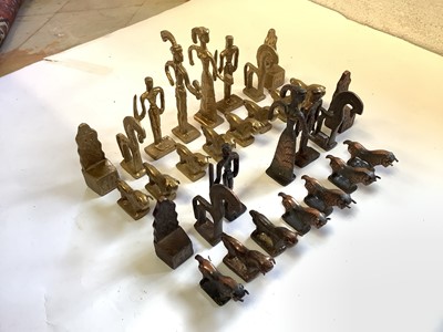 Lot 2723 - Novelty copper and brass Minoan-style chess set