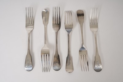 Lot 355 - Six 19th century Scottish forks with the Monogramme of Clan Stuart of Bute (Edinburgh 1823)