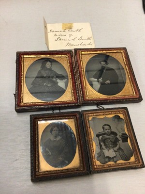 Lot 277 - Victorian double portrait dageurreotype in gilt frames with leather case, together with two similar daguerreotypes (4)