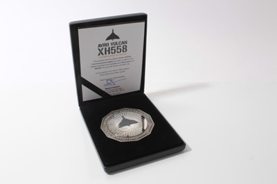 Lot 484 - G.B. - The Vulcan to the Sky Trust silver limited edition commemorative medallion to the 'Avro Vulcan XH558' containing an official piece of XH558....