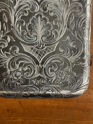 Lot 708 - Early Victorian silver hip flask with all over engraved foliate decoration and monogram, (London 1839), 3.4ozs