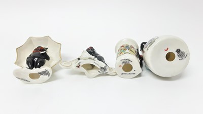 Lot 144 - Four Arcadian Crested China Black Cats - Good Luck Torquay, St Davids, Portsmouth and Stratford Upon Avon