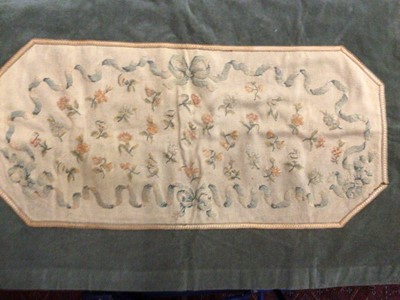 Lot 2224 - 19th century wall hanging green velvet with hand embroidered tapestry panel.