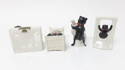 Lot 147 - Four Arcadian Crested China Black Cats - Torpoint, Grantham, Sandown Isle of Wight and Bowness