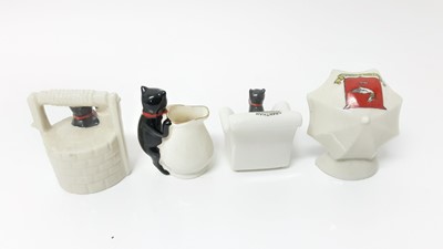 Lot 148 - Four Arcadian Crested China Black Cats - Sutton in Ashfield, Felixstowe, Grantham and City of Wells