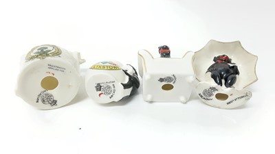 Lot 148 - Four Arcadian Crested China Black Cats - Sutton in Ashfield, Felixstowe, Grantham and City of Wells