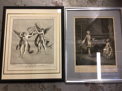 Lot 282 - A quantity of antique prints, including an Italian print by Fiorillo after Campana, a French print entitled 'Le Maitre de danse', two coloured prints of flowers, and six bird prints by Medland, inc...