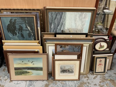 Lot 449 - Large quantity of decorative pictures, oils, watercolours and prints to include sporting