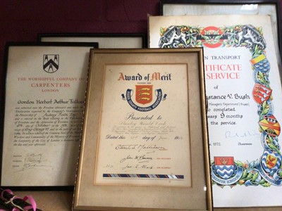 Lot 510 - Selection of pictures and prints, plus certificates of service etc