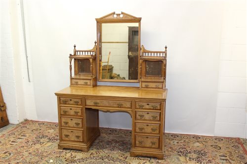 Lot 1487 - Late Victorian pedestal dressing table, 137cm...