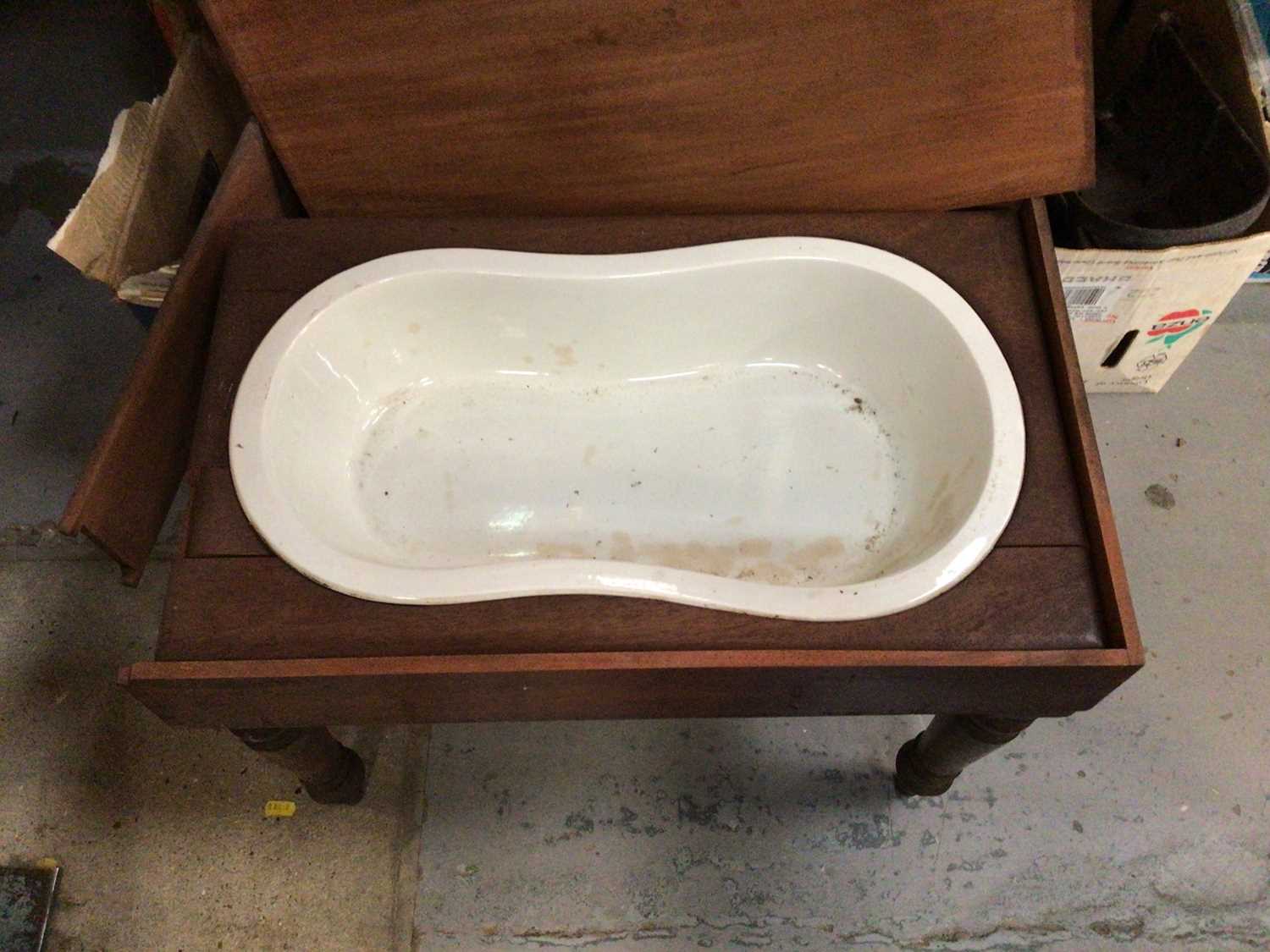 Lot 512 - Victorian bidet plus four boxes of metal ware