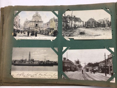 Lot 1409 - Postcards in two albums including Real Photographic Street Scenes, Windmills, Seven Kings 1913 shops and street, Seven Kings Hotel 1913 exterior with three open top buses, 1907 Wrabness shore, Nort...